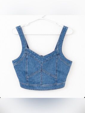 Denim Crop Tank Top - Blue
